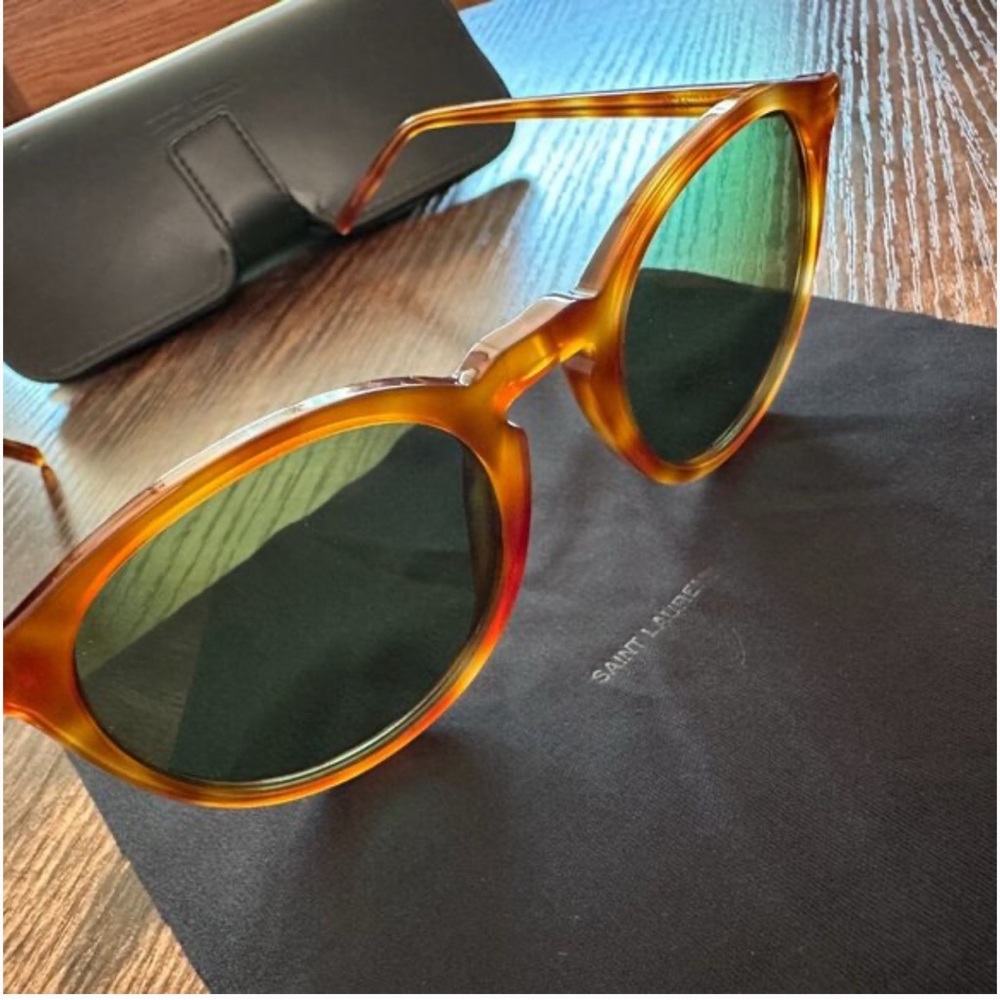 Saint Laurent Tortoise Shell Sunglasses with Havana Green Lenses - Picture 4 of 10